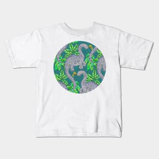 Mosaic Dinosaurs and Hummingbirds Kids T-Shirt